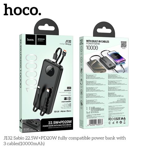Sạc dự phòng Hoco J132 22.5W + 20W 10000mAh kèm dây