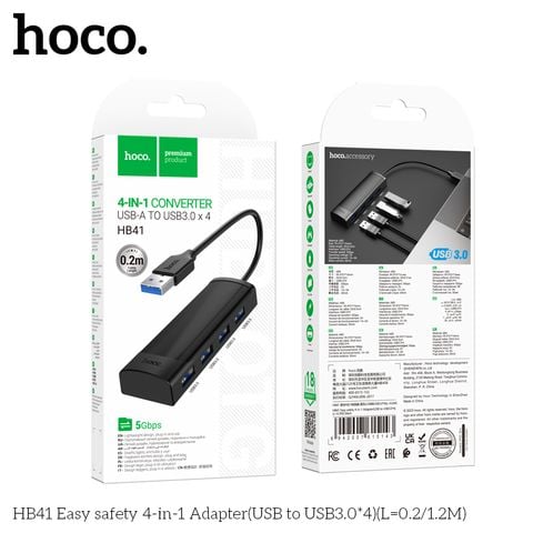 Bộ chuyển đổi Hoco HB41 4in1 (USB to 4 cổng USB 3.0) 20cm