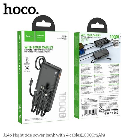 Sạc dự phòng Hoco J146 kèm 4 dây cáp 10000mAh