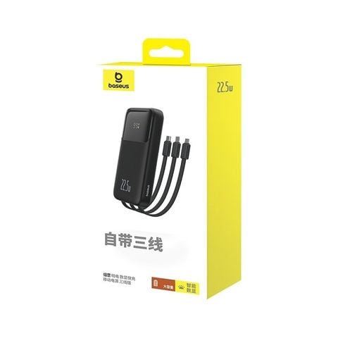 Sạc dự phòng Baseus P10022 22.5w 20000mAh kèm 3 dây TypeC-Ip-Micro