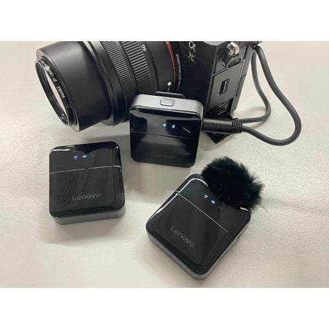 Mic thu âm không dây cài áo LENOVO MC550 2TX + 1RX