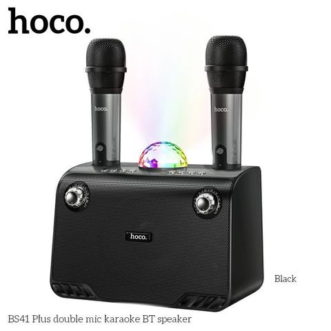 Loa bluetooth Hoco BS41plus có đèn Disco kèm 2 mic k dây