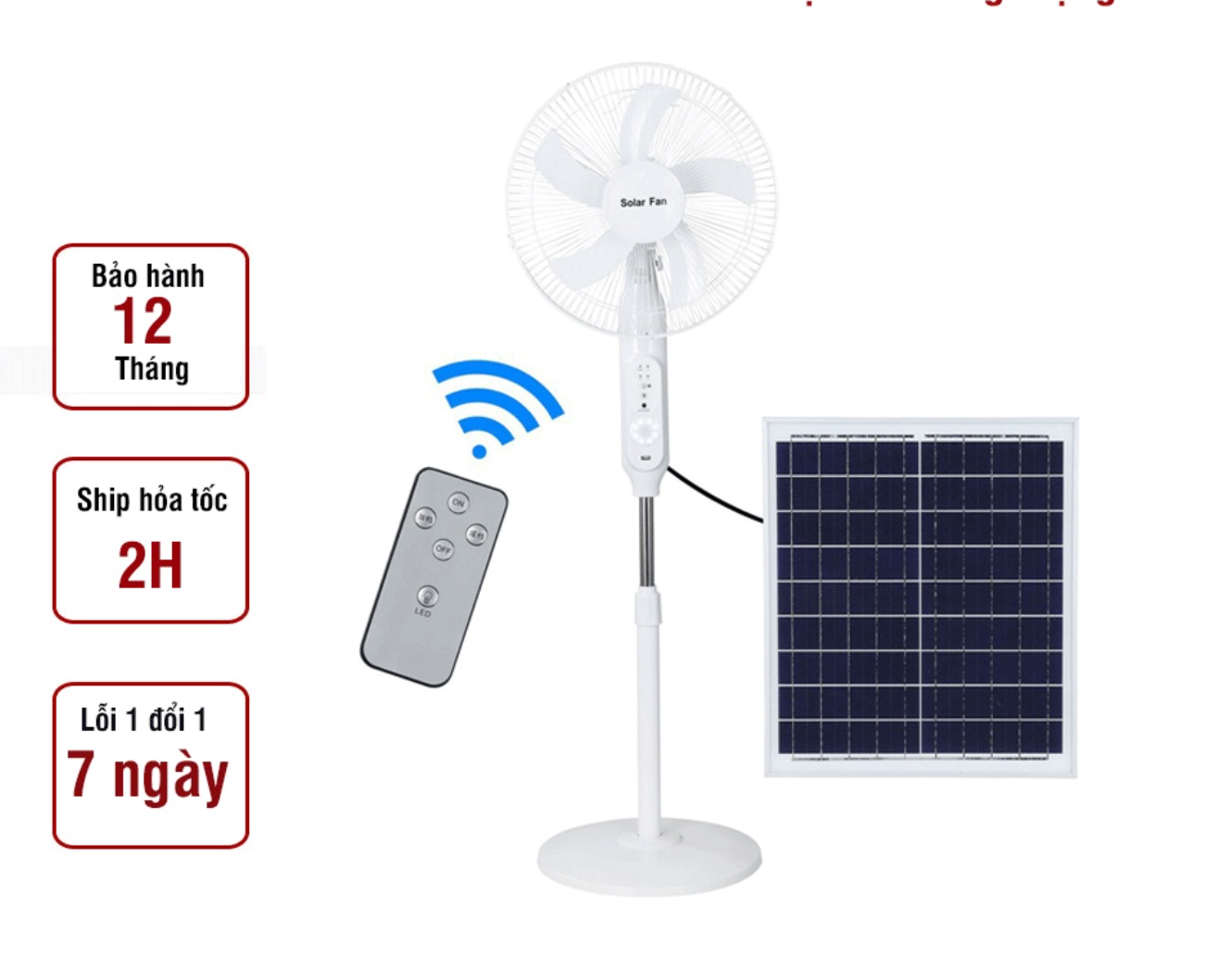  Quạt NLMT Solar Fan - JD 198F (Có điều khiển đèn báo sạc) 