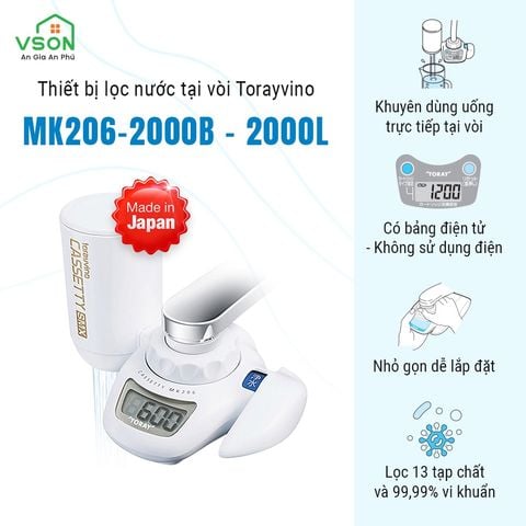  Máy lọc nước tại vòi Nhật Bản Torayvino MK206-2000B - Uống trực tiếp tại vòi - 2000L - Hàng chính hãng 