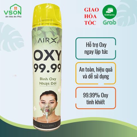  Bình Oxy y tế mini Oxy Nhiệt Đới AirX 99.99% Oxy tinh khiết - Bình 8000ML - Hàng chính hãng 