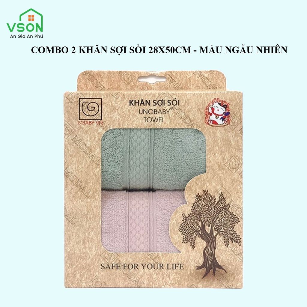 Combo 2 khăn sợi sồi 28x50cm - Màu ngẫu nhiên