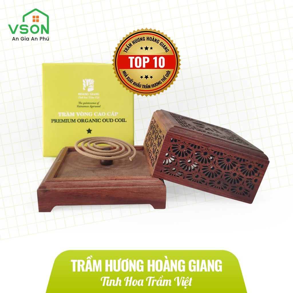 Nhang khoanh trầm hương dạng vòng Hoàng Giang - Không sử dụng hoá chất, đạt tiêu chuẩn quốc tế ISO:9001