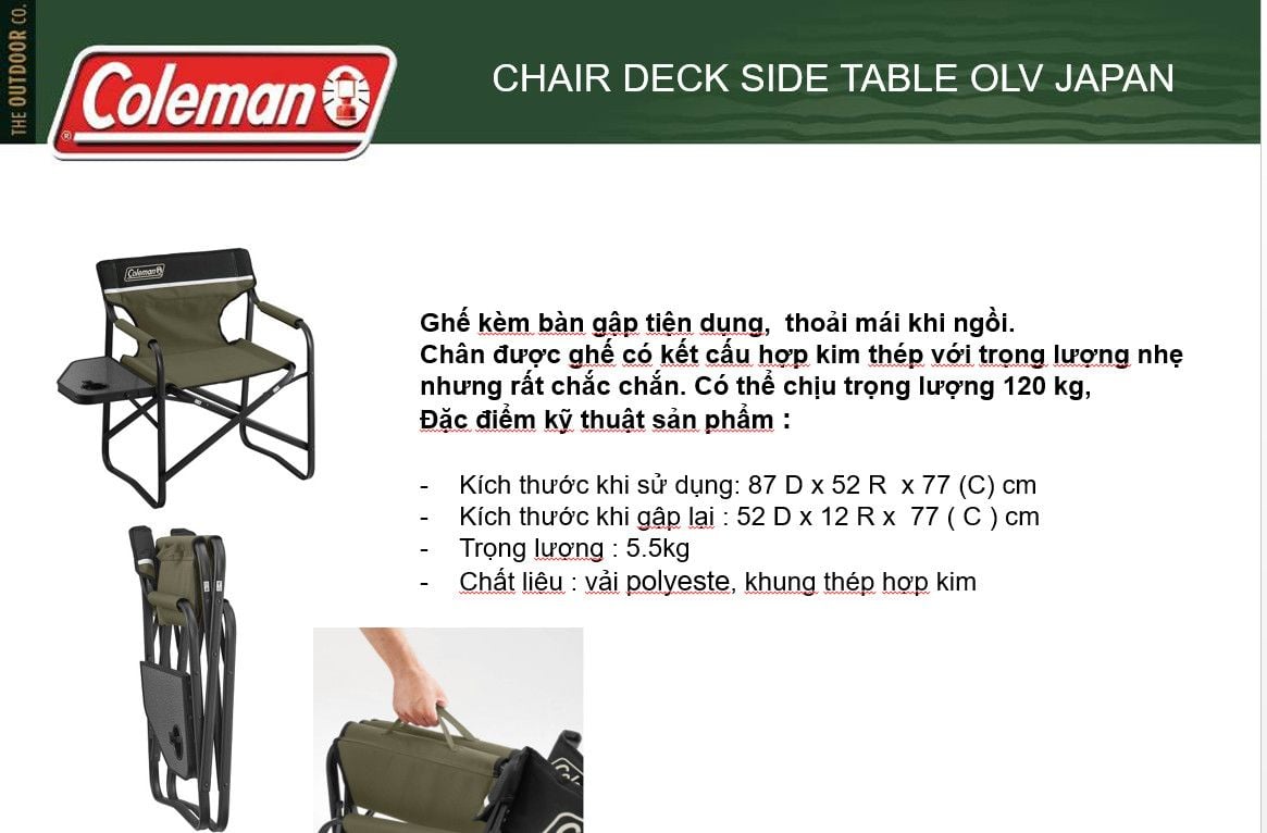  Ghế xếp Coleman 2000033809 - Xanh Bộ đội (2498) 