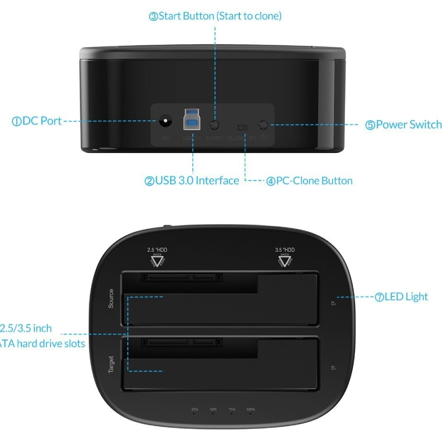 HDD Docking Orico 6228US3-C Clone – Vi Tính Mạnh Quý