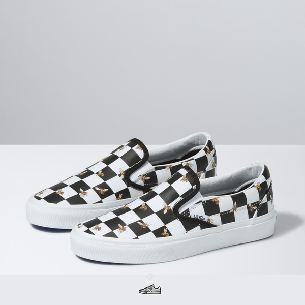 🔥Đôi Cuối – Chốt Nhanh! Giày Vans Classic Bee Check Classic Slip-On in White/Black