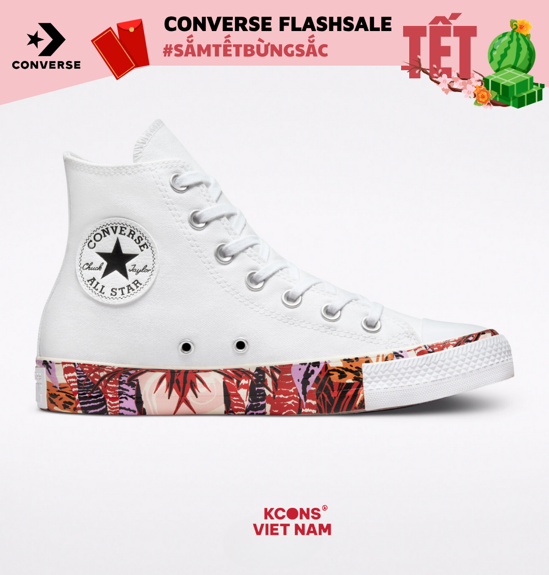  Giày Converse Chuck Taylor All Star Classic Tropical Florals White High Top 