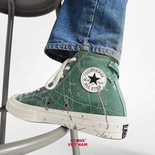 🔥Deal Cuối – Chốt Nhanh! Giày Converse Chuck 70s High Top Paint Splatter 'Admire Elm' A06540C Shoes Nam Đế Bằng Sneaker