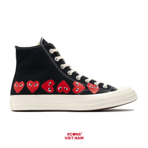 Giày Converse 1970 x Play Comme des Garçons Chuck 70 Hi ‘Multi Heart Black’ CDG A08147C