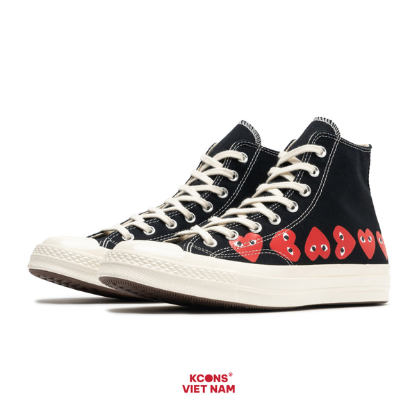Giày Converse 1970 x Play Comme des Garçons Chuck 70 Hi ‘Multi Heart Black’ CDG A08147C