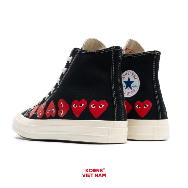 Giày Converse 1970 x Play Comme des Garçons Chuck 70 Hi ‘Multi Heart Black’ CDG A08147C