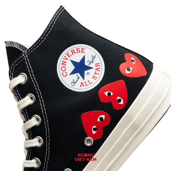 Giày Converse 1970 x Play Comme des Garçons Chuck 70 Hi ‘Multi Heart Black’ CDG A08147C