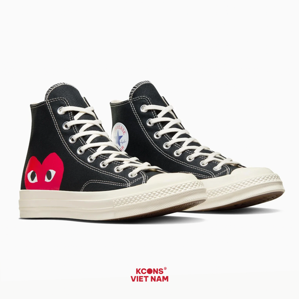 🔥Deal Cuối, Chốt Nhanh! Giày Converse 1970 x Comme des Garçons PLAY CDG Black High Top A08791C