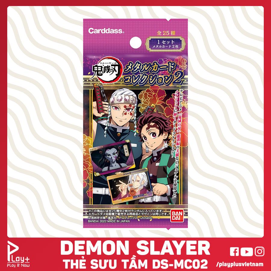 [DS-MC02] Demon Slayer, Thẻ sưu tập nhân vật, ánh kim Metallic Vol.2, Bandai, SL 1 gói/2 thẻ ngẫu nhiên