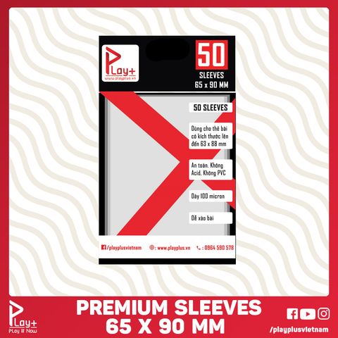 Play Plus Premium Sleeves - bọc bài cao cấp - dày 100 microns - 65 x 90 mm (50 cái)