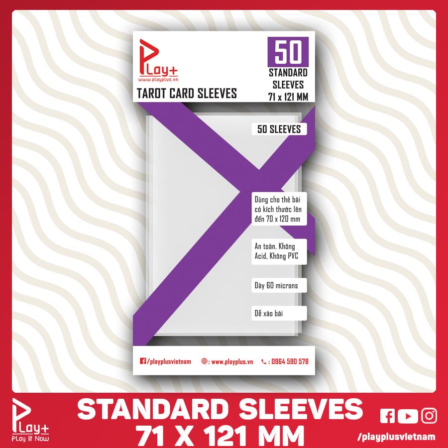 Play Plus Standard Sleeves - bọc bài cao cấp - dày 60 microns - 70 x 120 mm (50 cái)