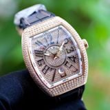 Franck Muller Vanguard V41 Rosegold 18k Steel Custom full Diamond white Dial