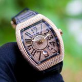 Franck Muller Vanguard V41 Rosegold 18k Steel Custom full Diamond Black Dial