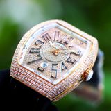 Franck Muller Vanguard V41 Rosegold 18k Steel Custom full Diamond white Dial