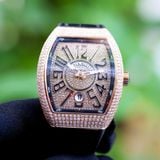 Franck Muller Vanguard V41 Rosegold 18k Steel Custom full Diamond Black Dial