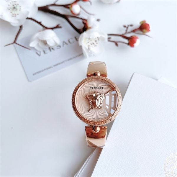 【国内即納】VERSACE PALAZZO EMPIRE VECQ00718 Versace Palazzo Quartz Rose Dial Ladies Watch VECQ00718