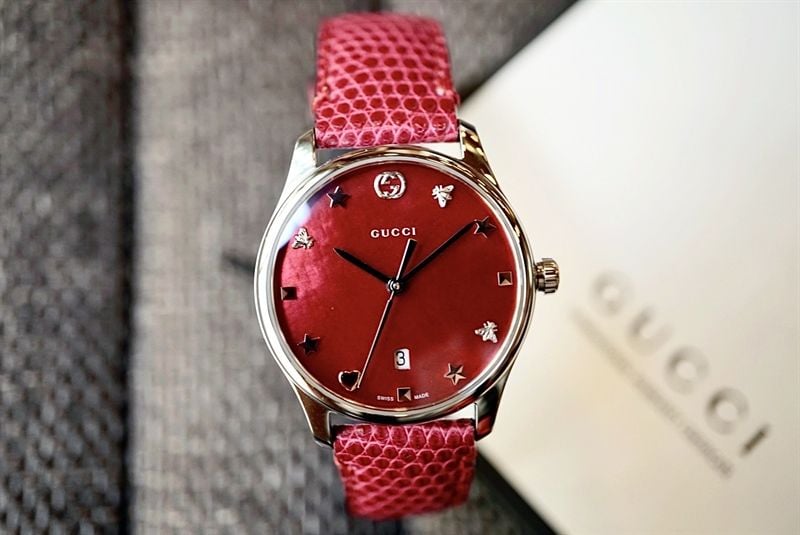 Đồng hồ Gucci G-Timeless Red Mother of Pearl Dial Ladies Leather YA126 –  ACAuthentic