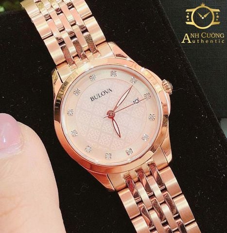 Đồng hồ Bulova Diamond Rose Mother of Pearl Dial Ladies Watch 97P112