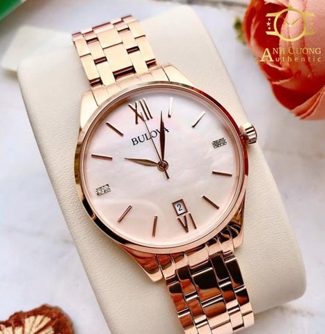 Đồng hồ Bulova Diamond Rose Gold Rose Pearl Ladies Watch 97P113