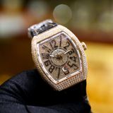 Franck Muller Vanguard V41 Rosegold 18k Steel Custom full Diamond white Dial