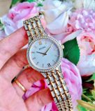 Đồng hồ Bulova Goldtone Crystal Mother of Pearl Dial Ladies watch 98L234