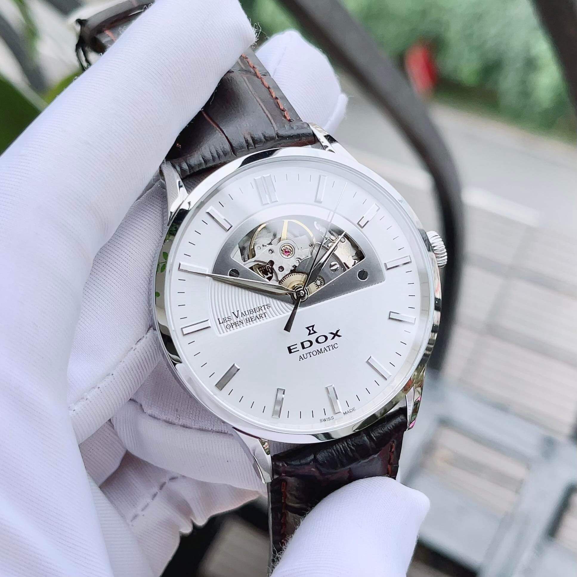 Edox Les Vauberts Automatic Silver Open Heart 85014 3 AIN
