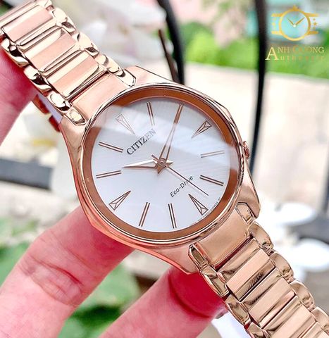 Đồng hồ Citizen Modena White Dial Rose Gold EM0593-56A