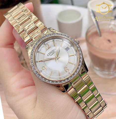 Đồng hồ nữ Citizen Crystal Gold Ladies Watch EV0042-53A