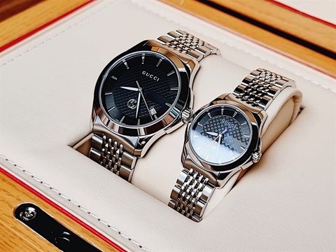 Đồng hồ couple Gucci G-Timeless Brown dial màu xám