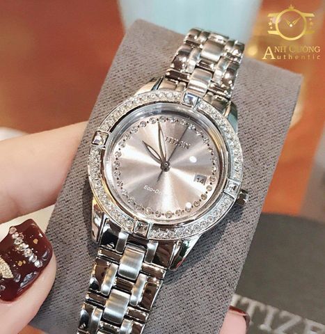 Đồng hồ Citizen Eco-Drive Silhouette Crystal Silver Tone FE1150-58H