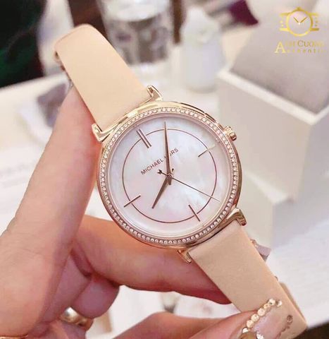 Đồng hồ Michael Kors Cinthia Rose Gold-Tone & Nude Leather Ladies watch MK2713