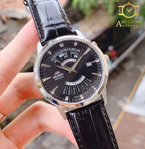 Đồng hồ Orient Perpetual Calendar World Time Black Dial FEU0A004BH