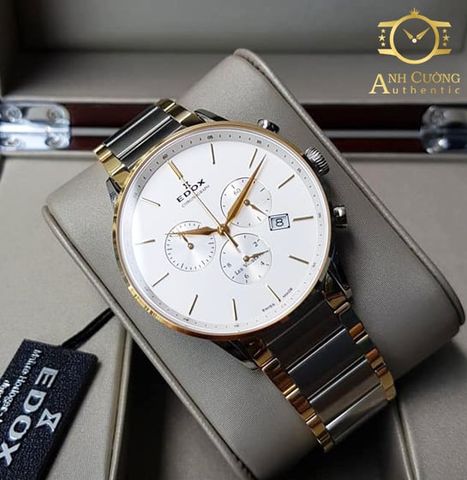 Đồng hồ Edox Les Vauberts chronograph quartz 10409-357JA-AID