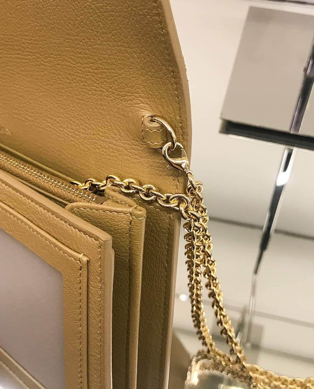 Tui xach Saint Laurent YSL Belle De Jour Beige Leather Crossbody Walle ACAuthentic
