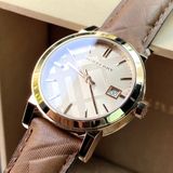 Đồng hồ Burberry BU9153 Leather Strap Gold-Tone Dial Ladies Watch