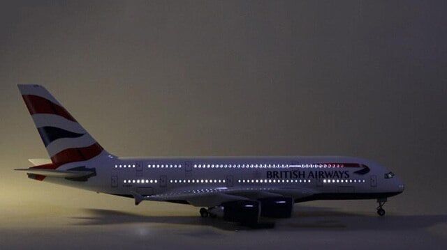  Mô hình máy bay British Airways Airbus A380 United Kingdom UK England 47cm 1:160 có đèn led tự động theo tiếng vỗ tay hoặc chạm MB47019 