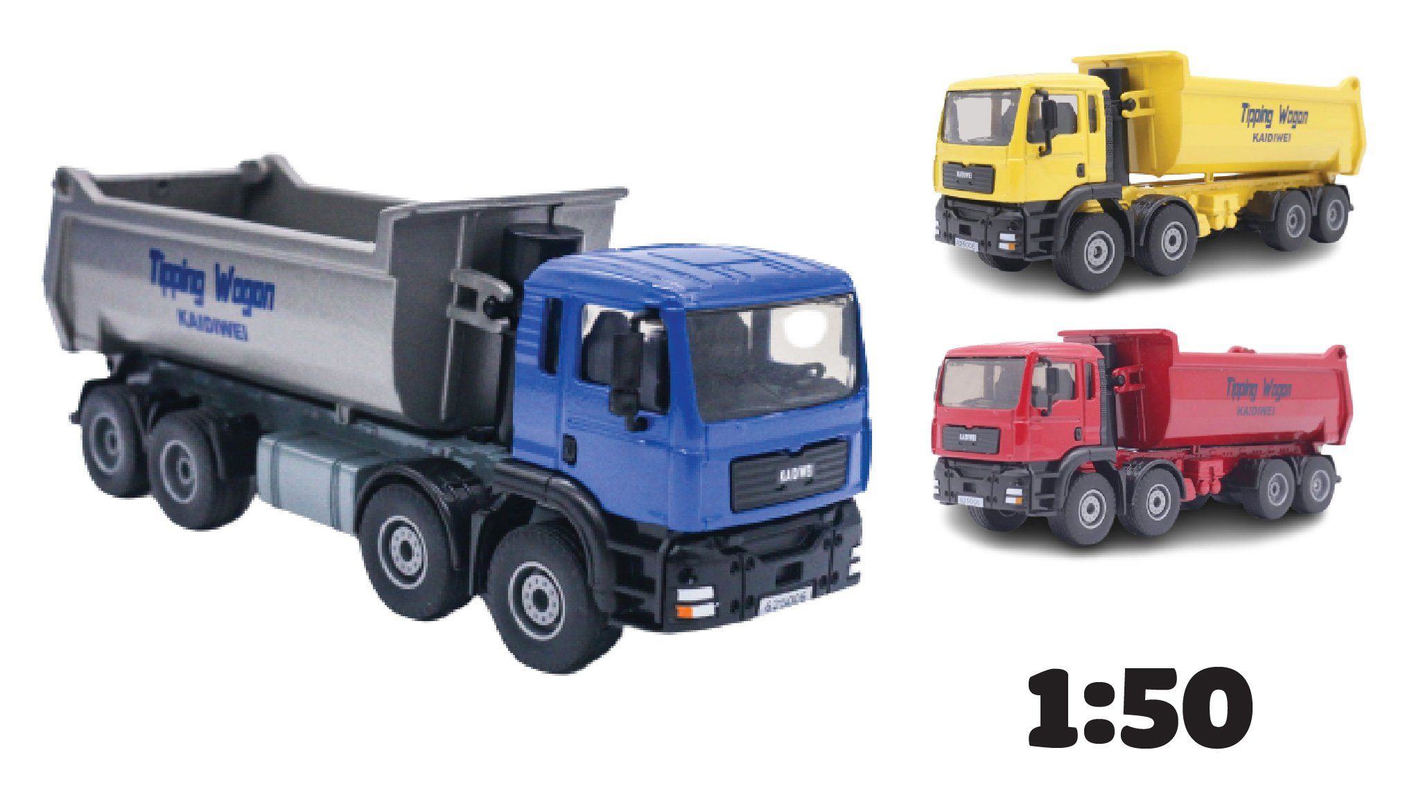  Mô hình xe tải tự đổ bằng kim loại tỉ lệ 1:50 KDW Kaidiwei 1385 