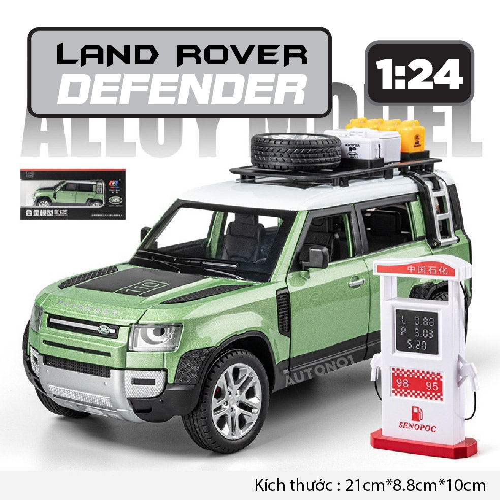  Mô hình xe ô tô Land rover Defender full open có phụ kiện đi kèm - có đèn có âm thanh tỉ lệ 1:24 Chezhi OT440 