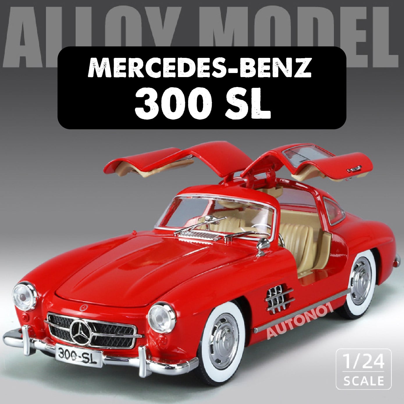  Mô hình xe Mercedes-Benz 300SL full open có đèn có âm thanh đánh lái được tỉ lệ 1:24 Jinlifang OT433 