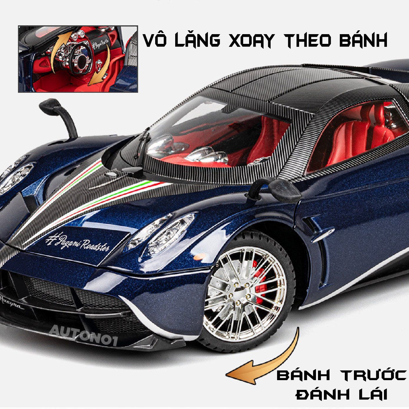  Mô hình xe Pagani Huayra đánh lái được full kính full open tỉ lệ 1:18 Chezhi OT393 