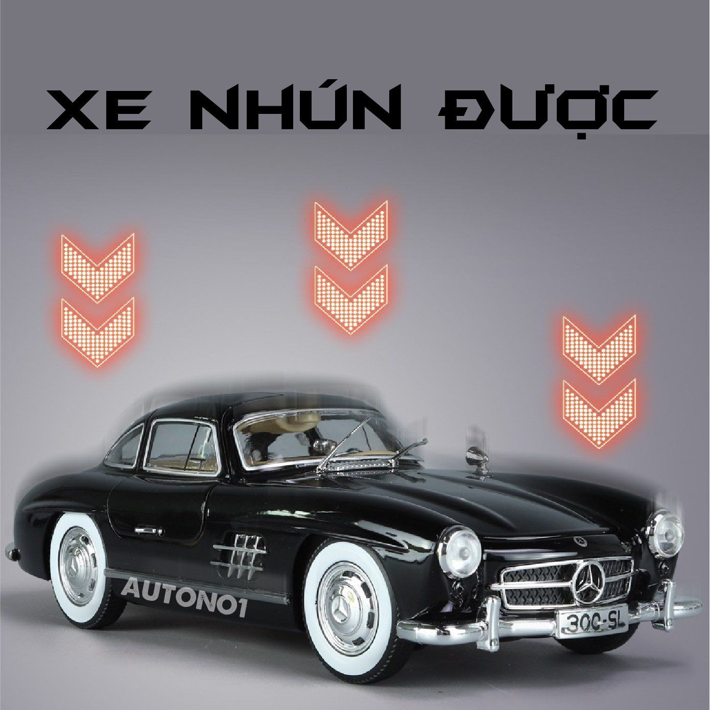  Mô hình xe Mercedes-Benz 300 SL full open có đèn có âm thanh đánh lái được tỉ lệ 1:24 Jinlifang OT433 